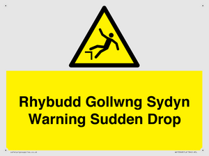 Rhybudd Gollwng Sydyn Warning Sudden Drop